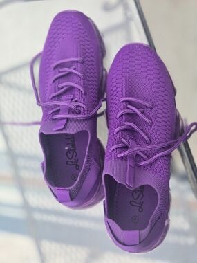 Purple Knit Lace-Up Women's Sneaker